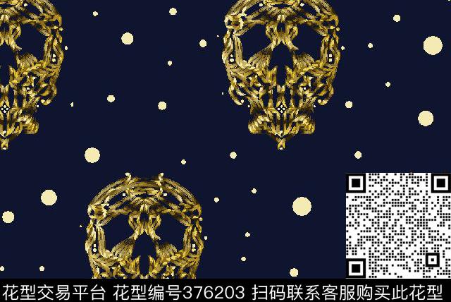 时尚靓仔骷髅头圆点2015年春夏新华亿平台传统印花华亿平台下载（图片编号: 376203） - 瓦栏（Walan）