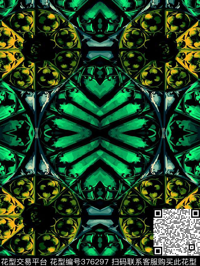 色彩哥特建筑几何抽象传统印花华亿平台下载（图片编号: 376297） - 瓦栏（Walan）