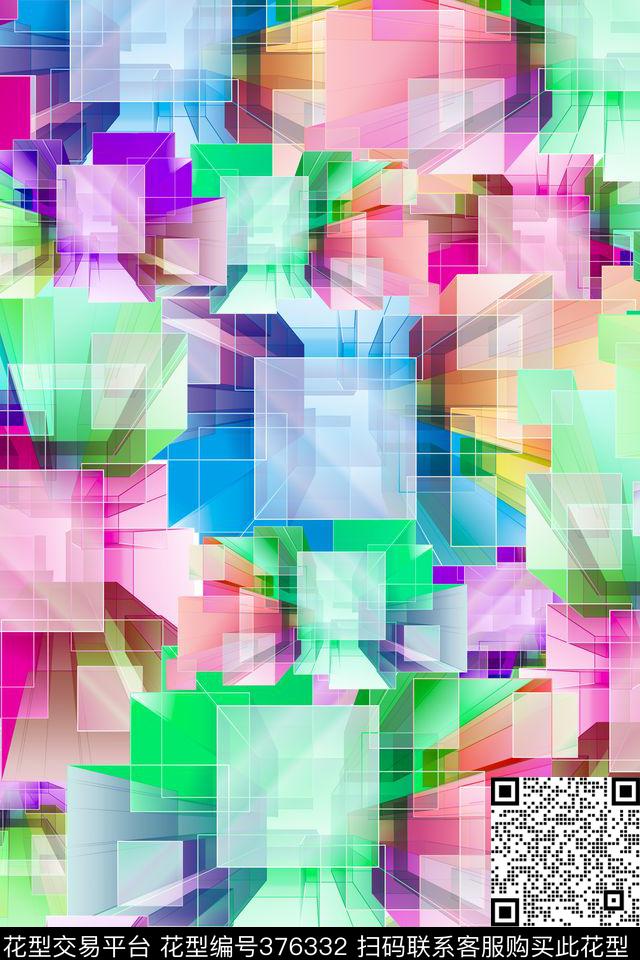 几何3D立体效果数码印花华亿平台下载（图片编号: 376332） - 瓦栏（Walan）