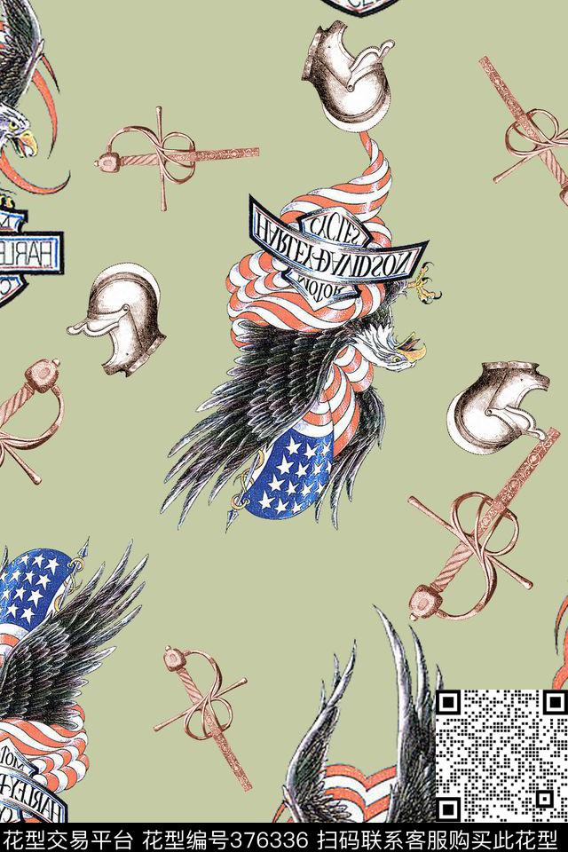 手绘动物古剑数码印花华亿平台下载（图片编号: 376336） - 瓦栏（Walan）