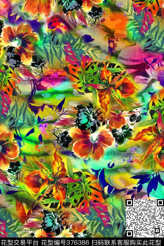 纹路底纹抽象花卉花卉数码印花华亿平台下载（图片编号: 376386） - 瓦栏（Walan）