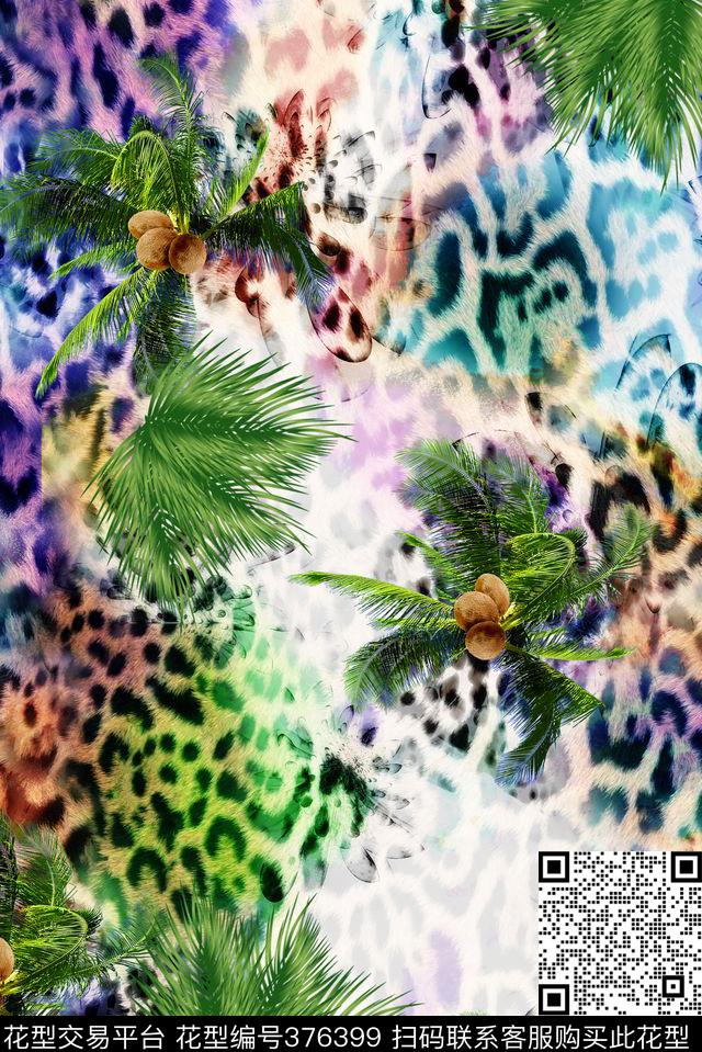 数码豹纹棕榈豹纹棕榈腰果动物纹花等数码印花华亿平台下载（图片编号: 376399） - 瓦栏（Walan）