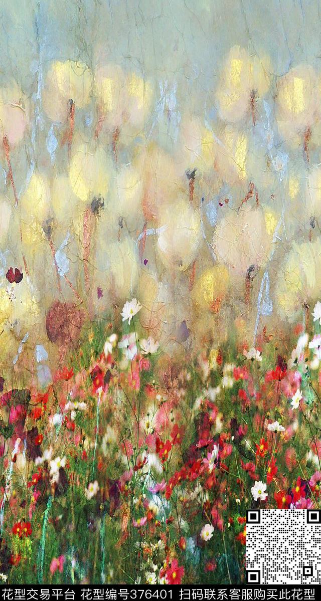 秋色蒲公英数码印花华亿平台下载（图片编号: 376401） - 瓦栏（Walan）