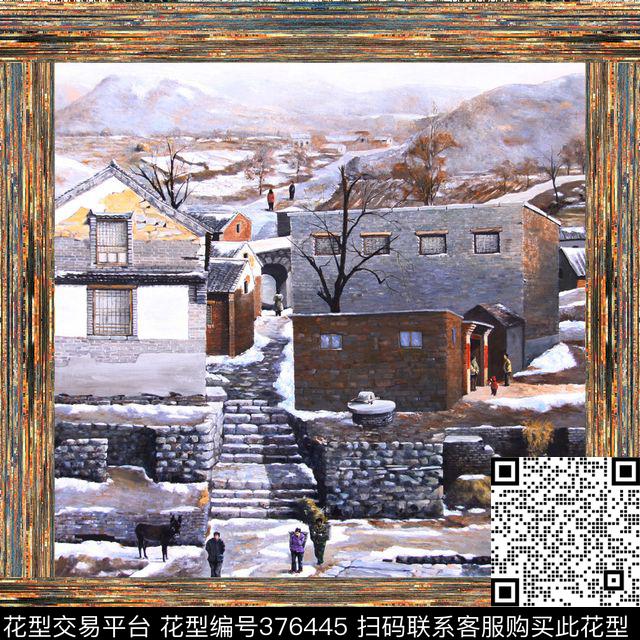 复古油画小屋四分色（或加专色）数码印花华亿平台下载（图片编号: 376445） - 瓦栏（Walan）