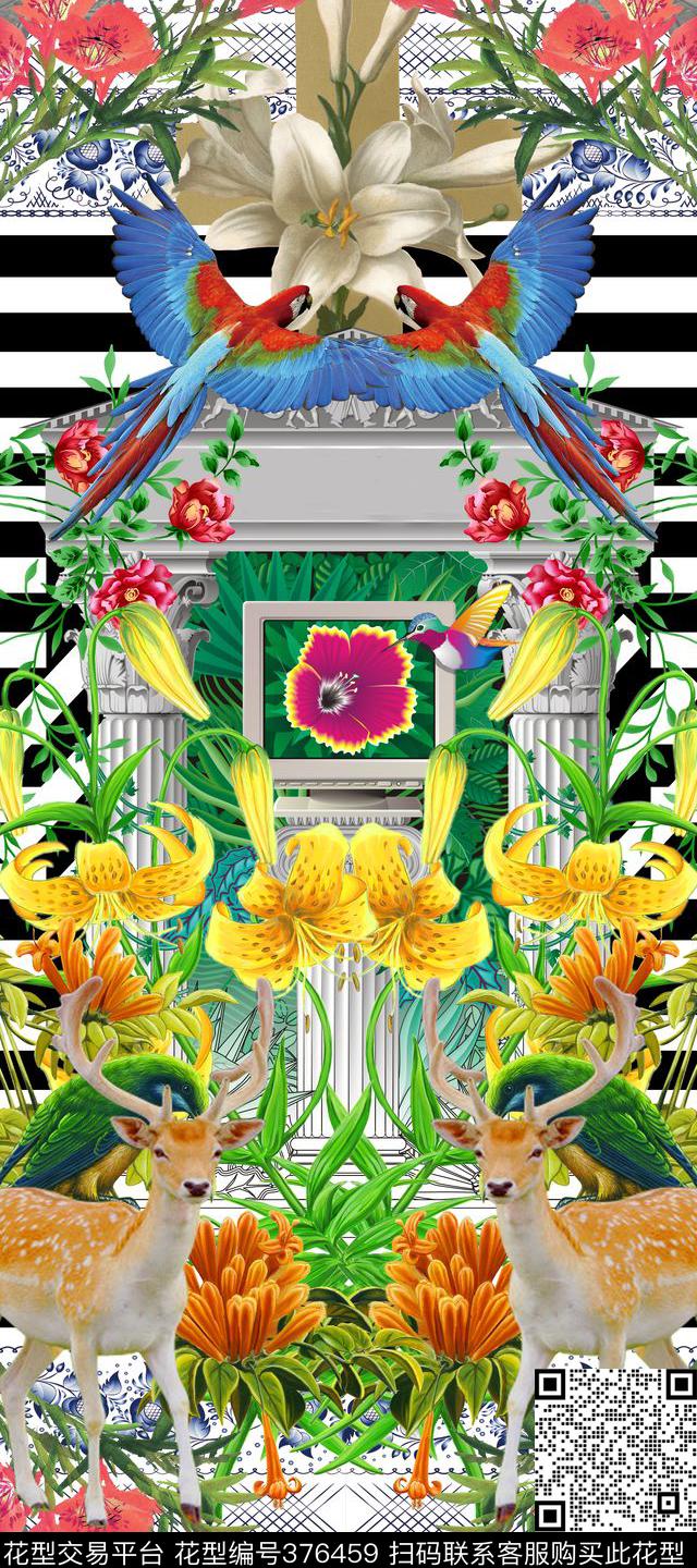 定位花卉时尚定位数码印花华亿平台下载（图片编号: 376459） - 瓦栏（Walan）