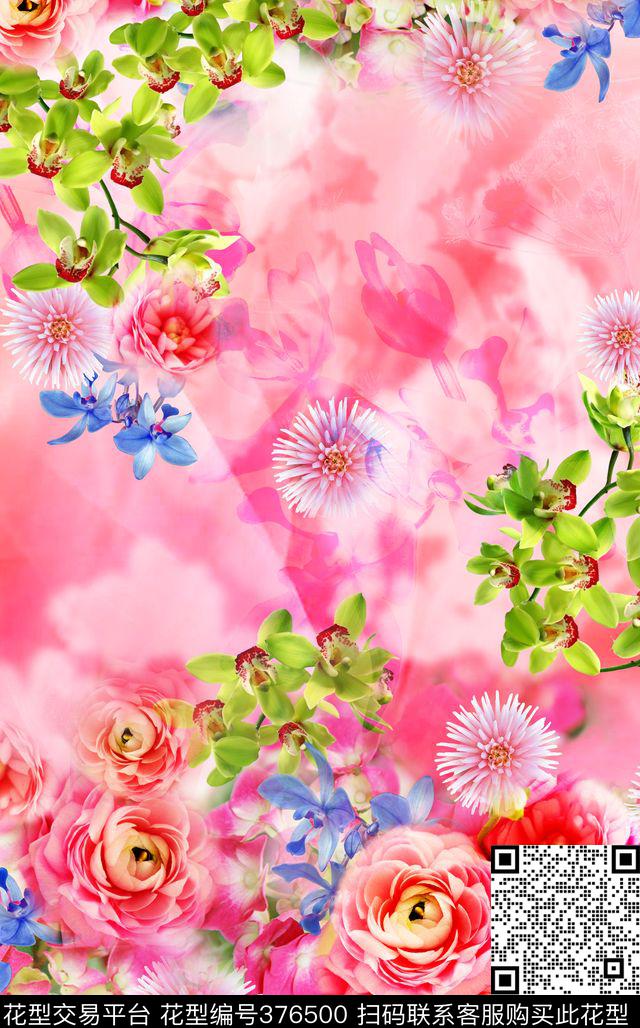 数码围巾花卉围巾数码印花华亿平台下载（图片编号: 376500） - 瓦栏（Walan）