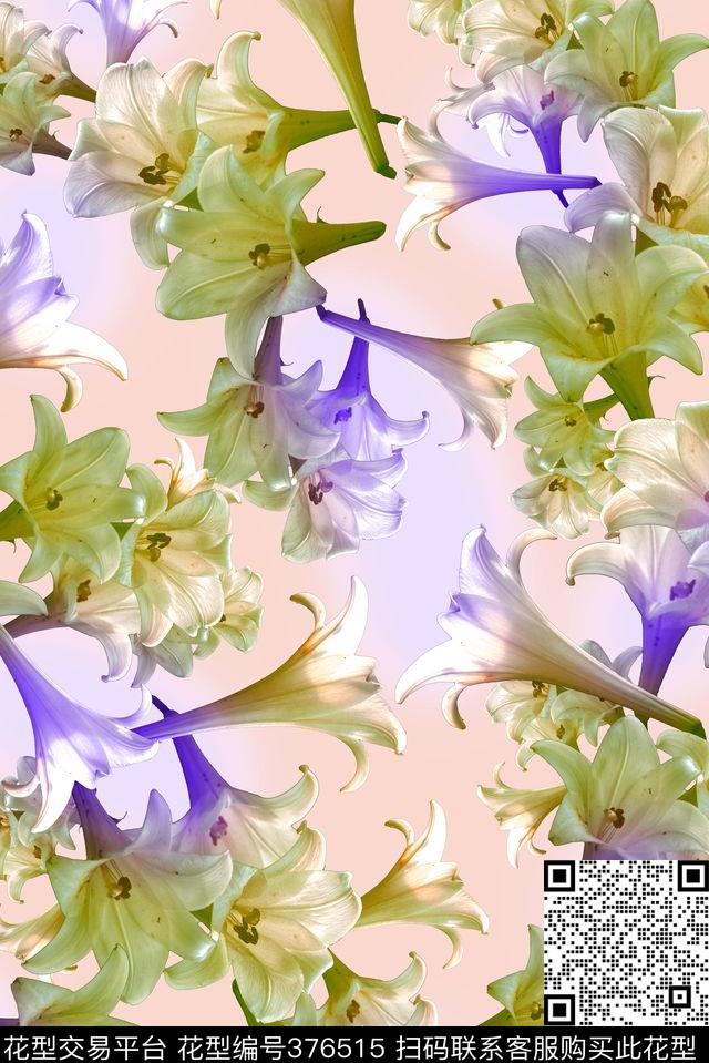 多彩花卉百合数码印花华亿平台下载（图片编号: 376515） - 瓦栏（Walan）