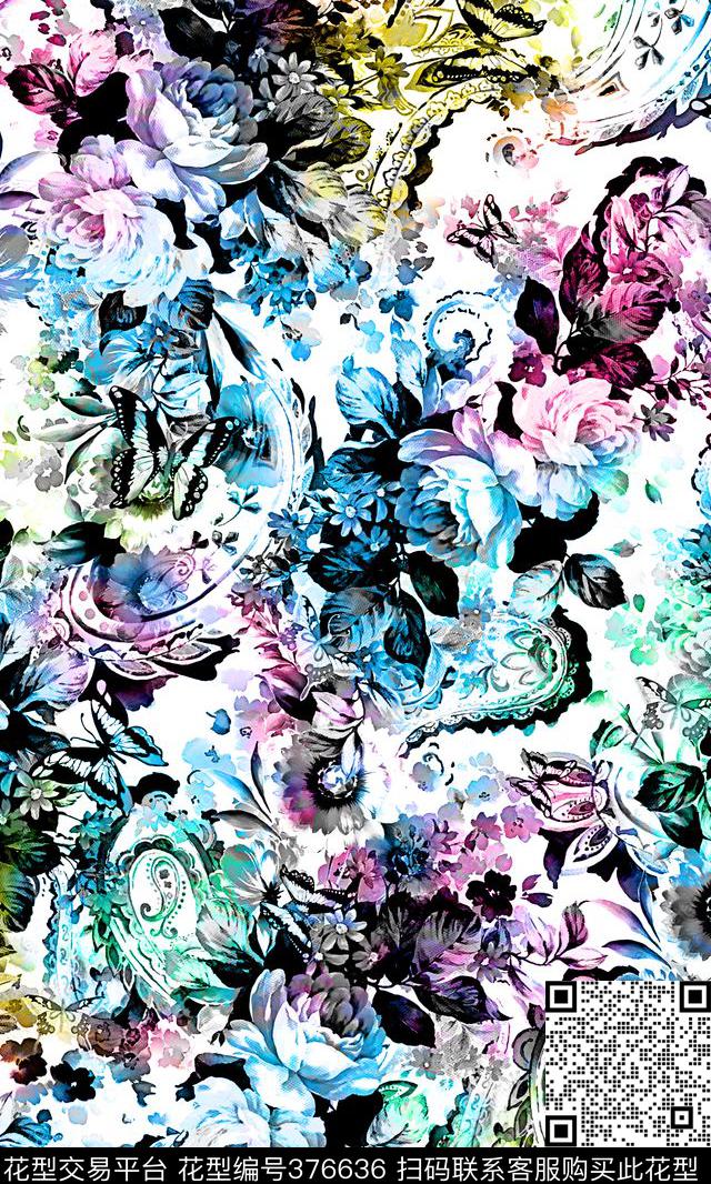 中国风花贲数码印花华亿平台下载（图片编号: 376636） - 瓦栏（Walan）