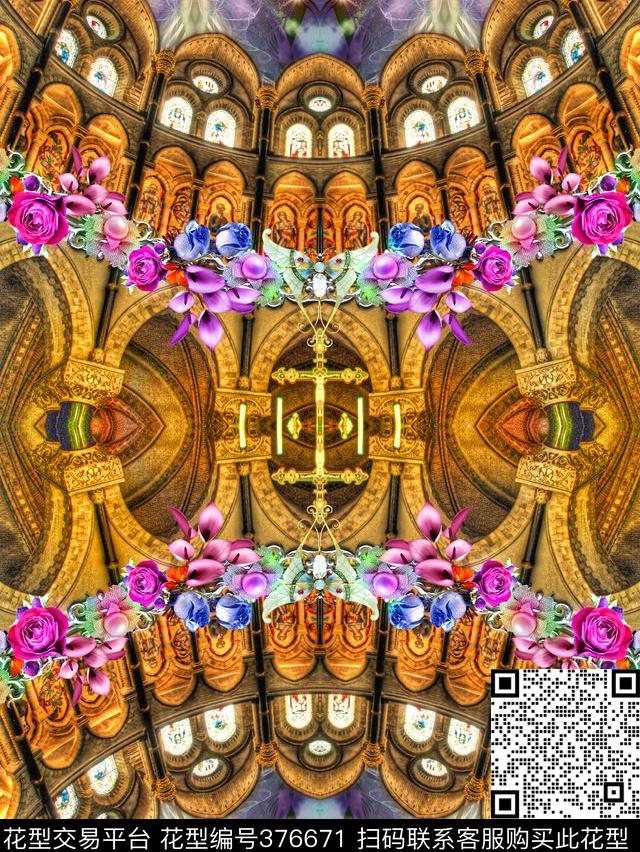 欧式定位景观数码印花华亿平台下载（图片编号: 376671） - 瓦栏（Walan）