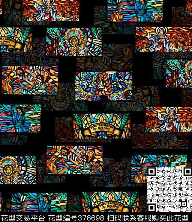 巴洛克壁画潮流数码印花华亿平台下载（图片编号: 376698） - 瓦栏（Walan）