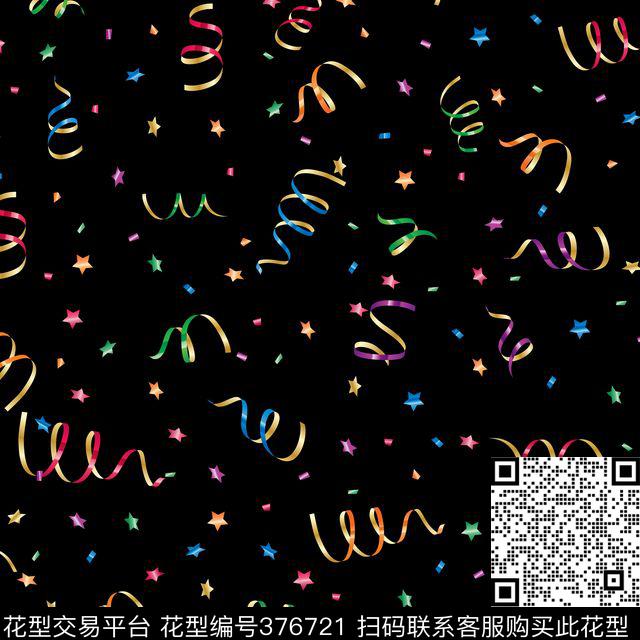 满底男装飘带星星黑底数码印花华亿平台下载（图片编号: 376721） - 瓦栏（Walan）