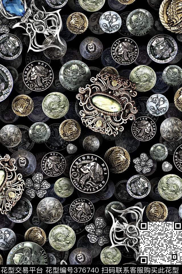 欧式金币珠宝数码印花华亿平台下载（图片编号: 376740） - 瓦栏（Walan）