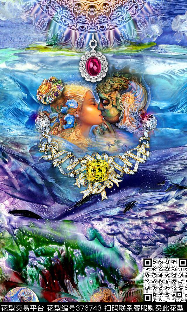 欧式油画宝石数码印花华亿平台下载（图片编号: 376743） - 瓦栏（Walan）