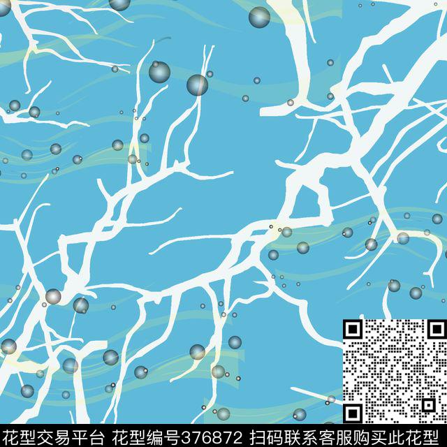 地中海蓝色树枝传统印花华亿平台下载（图片编号: 376872） - 瓦栏（Walan）