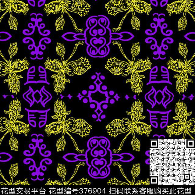 创意现代民族植物传统印花华亿平台下载（图片编号: 376904） - 瓦栏（Walan）