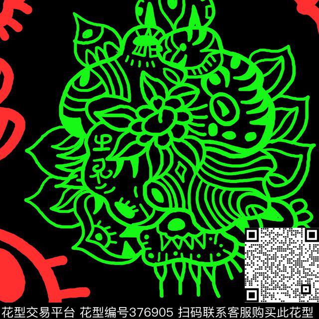 原创创意花朵植物民族数码印花华亿平台下载（图片编号: 376905） - 瓦栏（Walan）