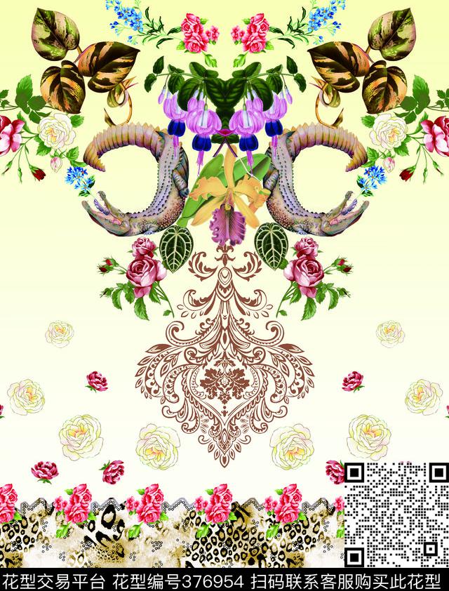 时尚豹纹动物纹理数码印花华亿平台下载（图片编号: 376954） - 瓦栏（Walan）