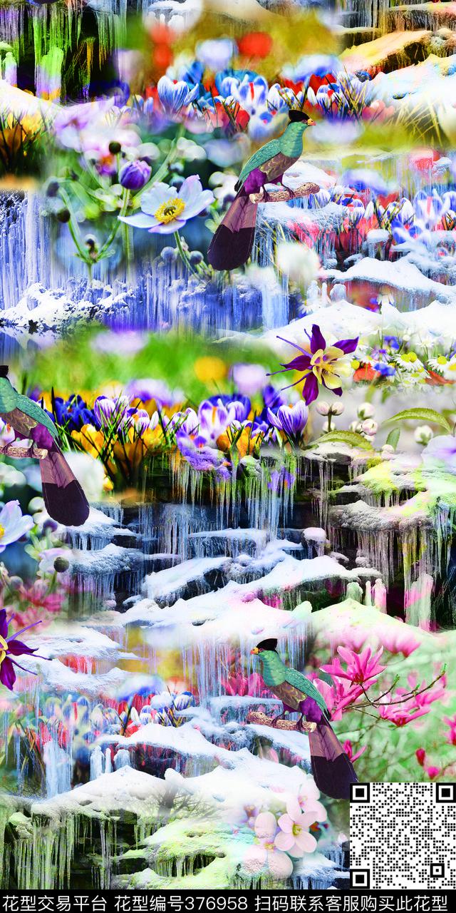时尚花照片拼接数码印花华亿平台下载（图片编号: 376958） - 瓦栏（Walan）