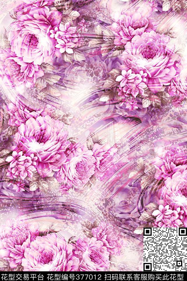 花卉动物纹多彩数码印花华亿平台下载（图片编号: 377012） - 瓦栏（Walan）