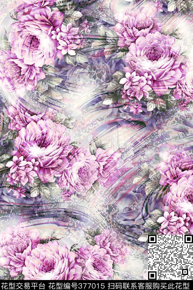 花卉动物纹多彩数码印花华亿平台下载（图片编号: 377015） - 瓦栏（Walan）