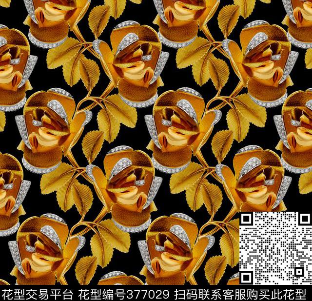 花金玫瑰金属数码印花华亿平台下载（图片编号: 377029） - 瓦栏（Walan）