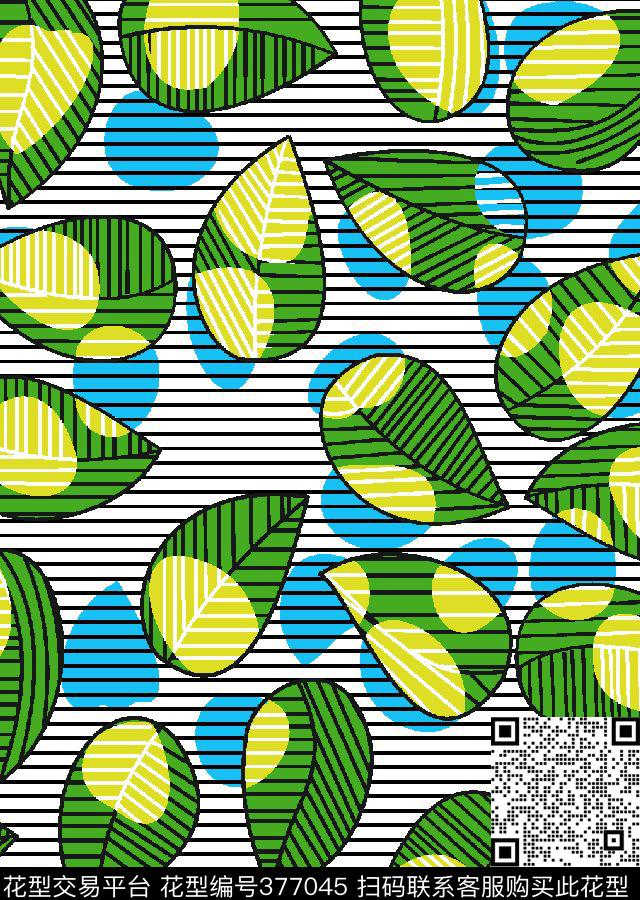 亮色热带植物树叶2015年春夏新华亿平台传统印花华亿平台下载（图片编号: 377045） - 瓦栏（Walan）