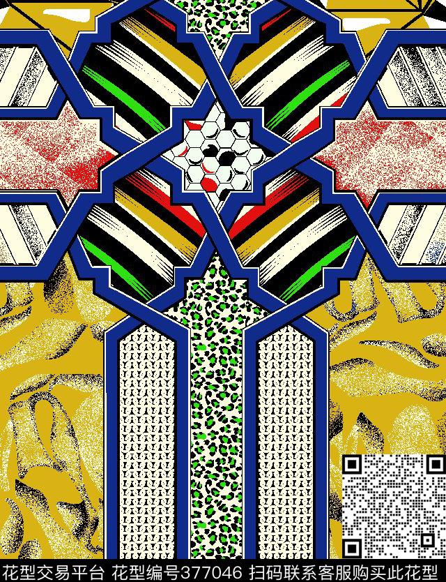 几何拼接撞色2015年春夏新华亿平台传统印花华亿平台下载（图片编号: 377046） - 瓦栏（Walan）