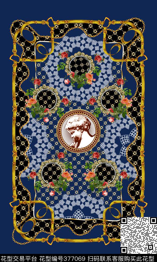 格子黑白欧式链条小碎花数码印花华亿平台下载（图片编号: 377069） - 瓦栏（Walan）