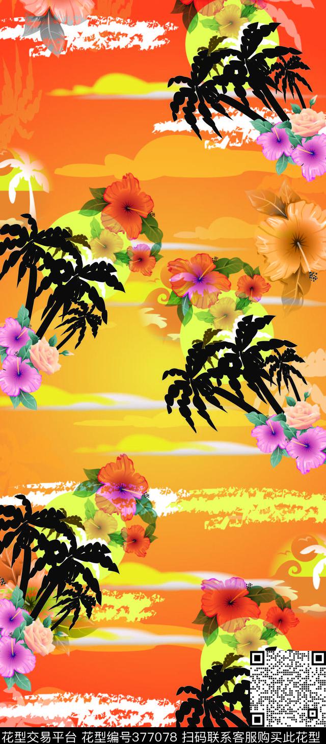 服装花卉热带风情数码印花华亿平台下载（图片编号: 377078） - 瓦栏（Walan）