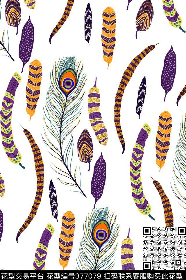手绘羽毛传统印花华亿平台下载（图片编号: 377079） - 瓦栏（Walan）
