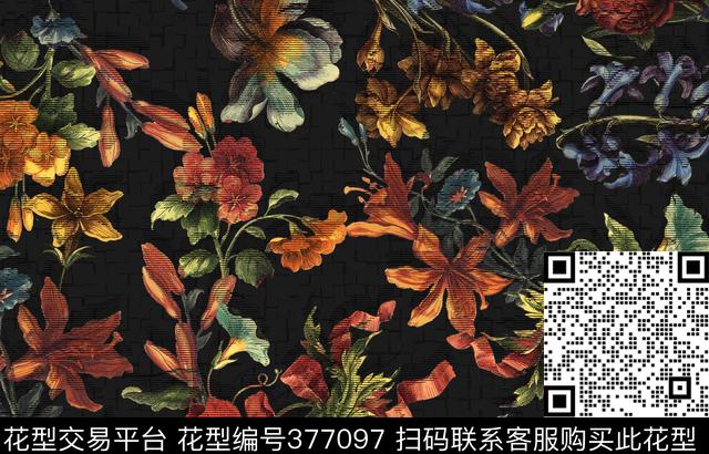 田园花卉抽象花卉植物数码印花华亿平台下载（图片编号: 377097） - 瓦栏（Walan）