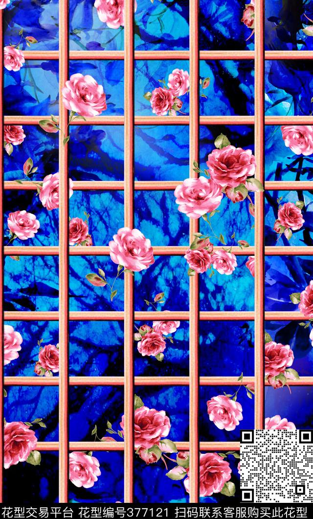 几何花卉花卉植物田园花卉数码印花华亿平台下载（图片编号: 377121） - 瓦栏（Walan）