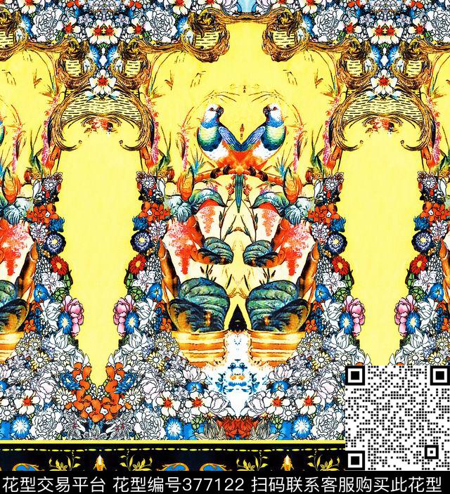 花香鸟语鸟语花香传统印花华亿平台下载（图片编号: 377122） - 瓦栏（Walan）