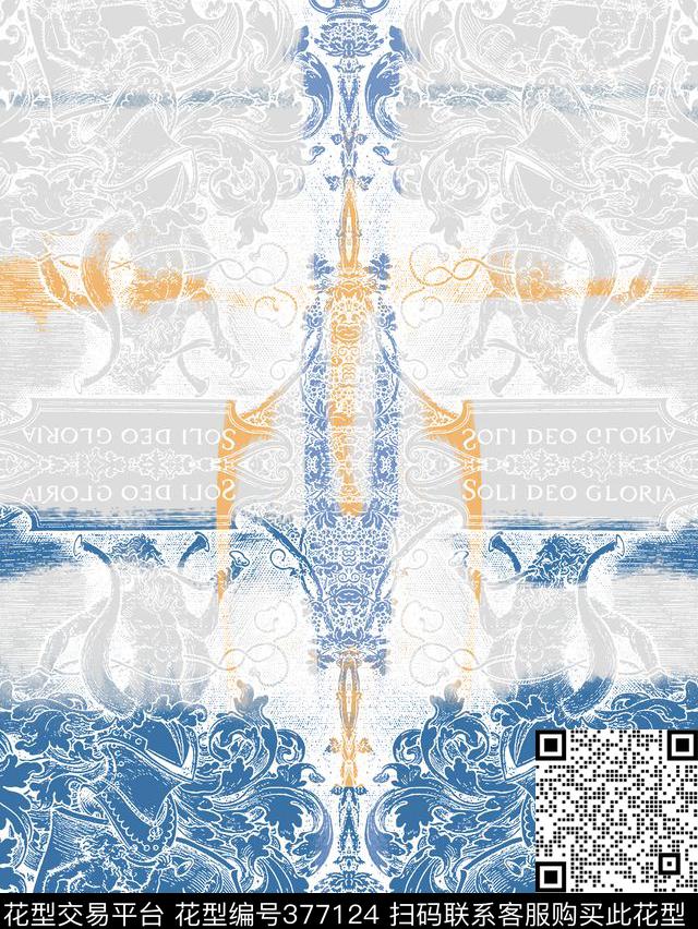 复古时尚欧洲图案欧美时尚数码印花华亿平台下载（图片编号: 377124） - 瓦栏（Walan）