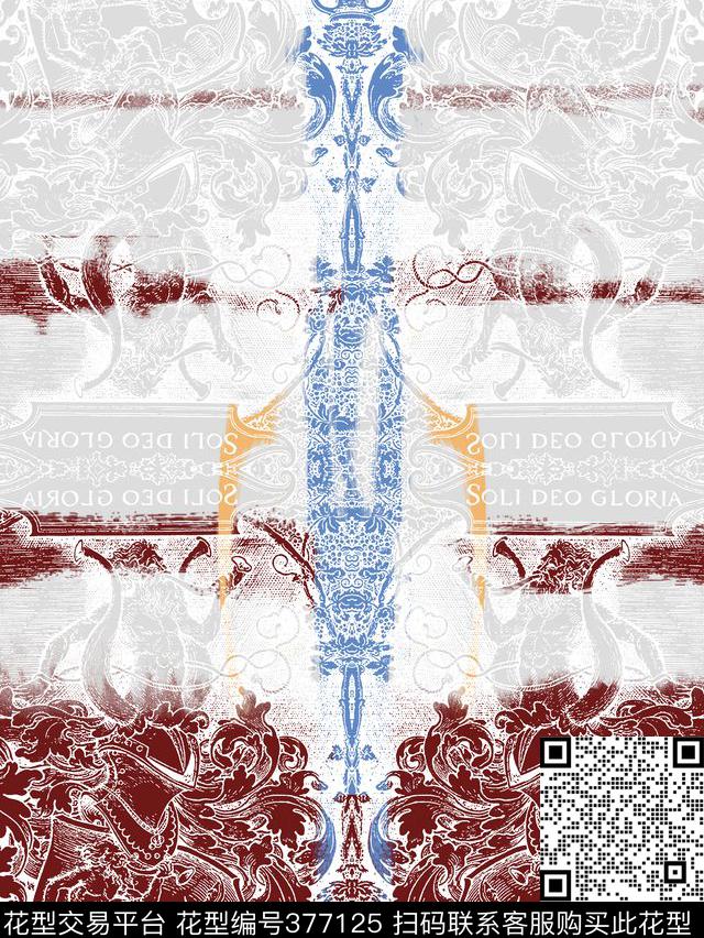 复古时尚欧洲图案欧美时尚数码印花华亿平台下载（图片编号: 377125） - 瓦栏（Walan）