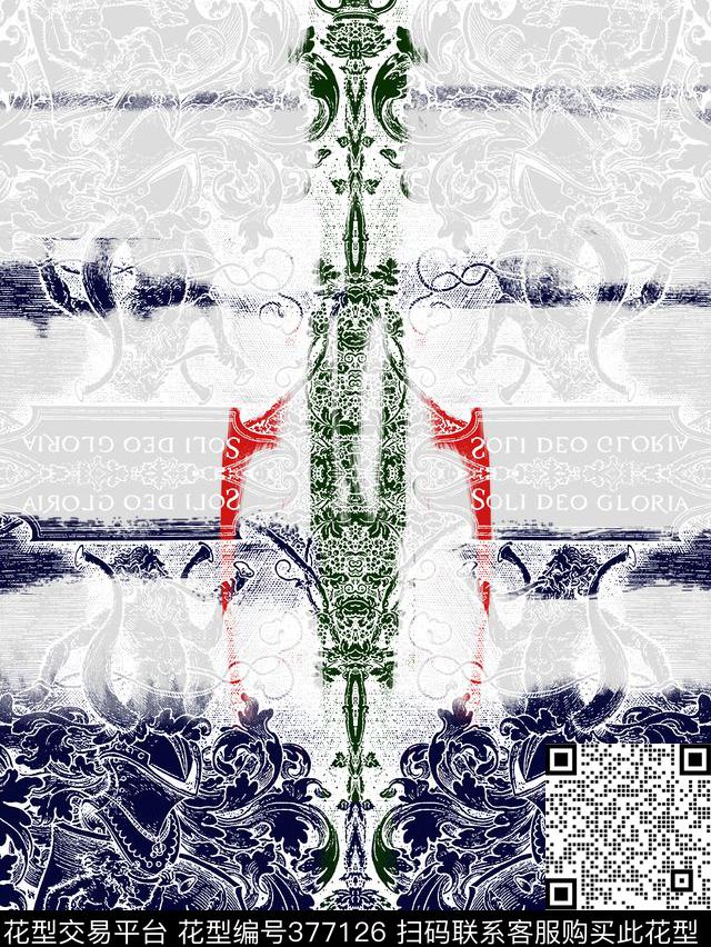 复古时尚欧洲图案欧美时尚数码印花华亿平台下载（图片编号: 377126） - 瓦栏（Walan）