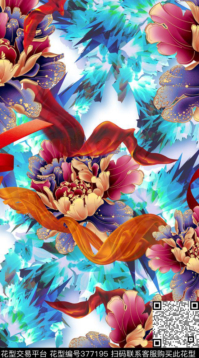 服装花卉机理数码印花华亿平台下载（图片编号: 377195） - 瓦栏（Walan）