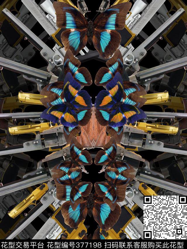 定位复古手枪数码印花华亿平台下载（图片编号: 377198） - 瓦栏（Walan）