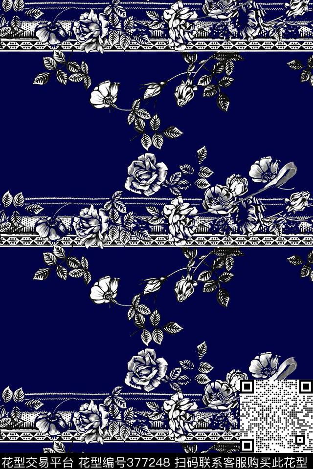 单色花几何单色传统印花华亿平台下载（图片编号: 377248） - 瓦栏（Walan）