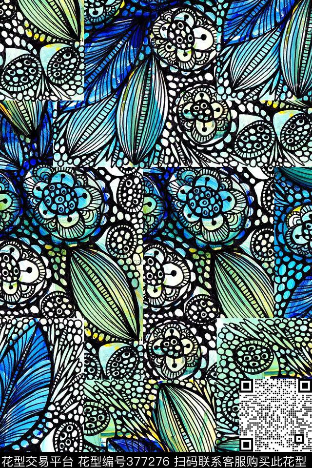 手绘水彩传统印花华亿平台下载（图片编号: 377276） - 瓦栏（Walan）