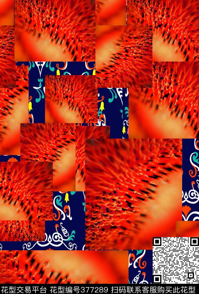 现代古典纹花卉几何数码印花华亿平台下载（图片编号: 377289） - 瓦栏（Walan）
