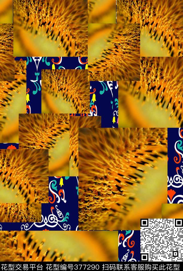 现代古典纹花卉几何数码印花华亿平台下载（图片编号: 377290） - 瓦栏（Walan）