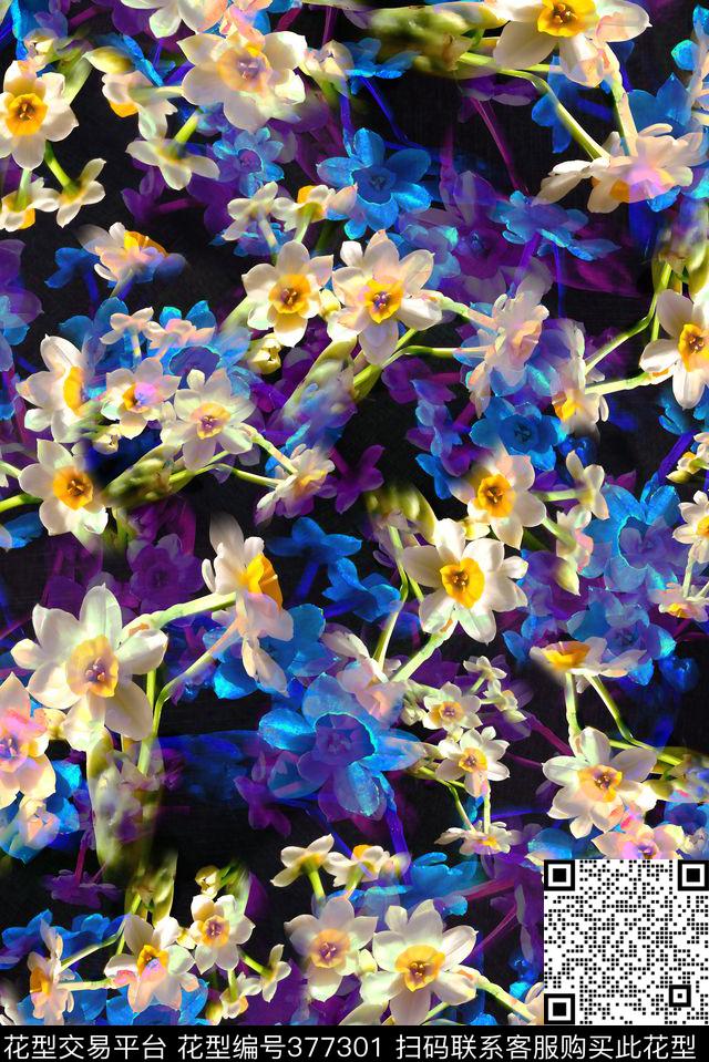 多彩花卉花朵数码印花华亿平台下载（图片编号: 377301） - 瓦栏（Walan）