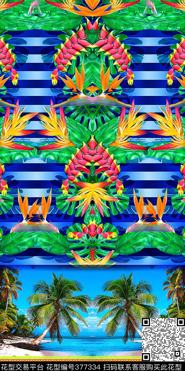 定位植物几何数码印花华亿平台下载（图片编号: 377334） - 瓦栏（Walan）