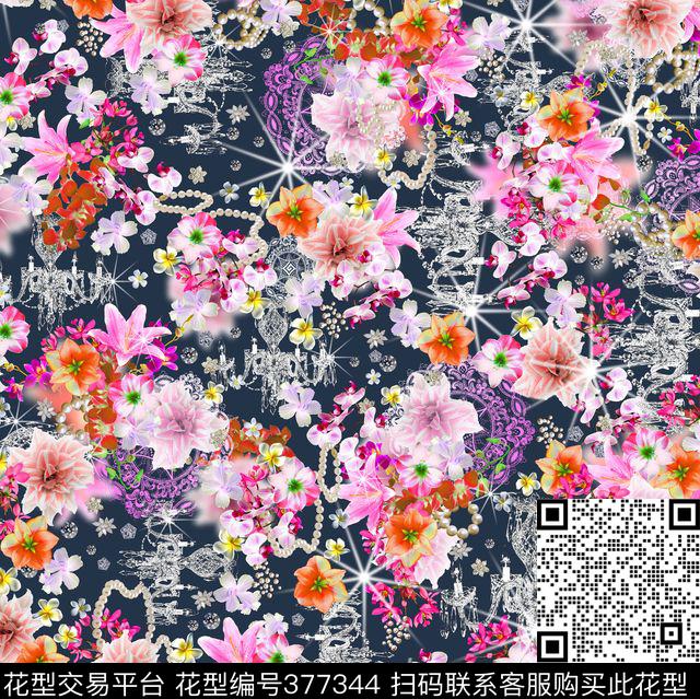现代花卉打底裤及服饰数码印花华亿平台下载（图片编号: 377344） - 瓦栏（Walan）