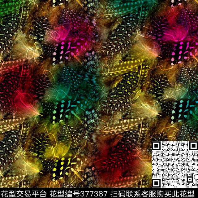 羽毛炫丽服装数码印花华亿平台下载（图片编号: 377387） - 瓦栏（Walan）
