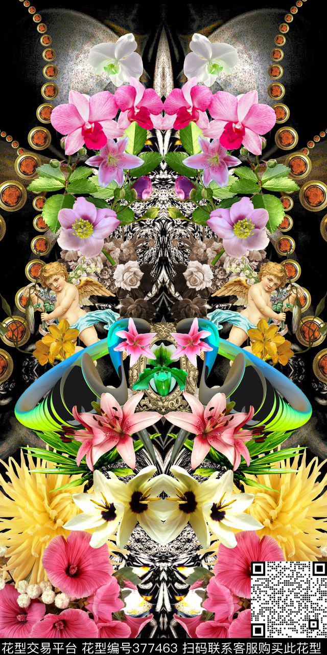 数码时尚定位花卉定位时尚定位数码印花华亿平台下载（图片编号: 377463） - 瓦栏（Walan）