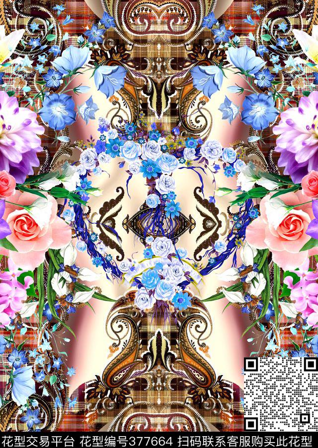 定位腰果动物数码印花华亿平台下载（图片编号: 377664） - 瓦栏（Walan）