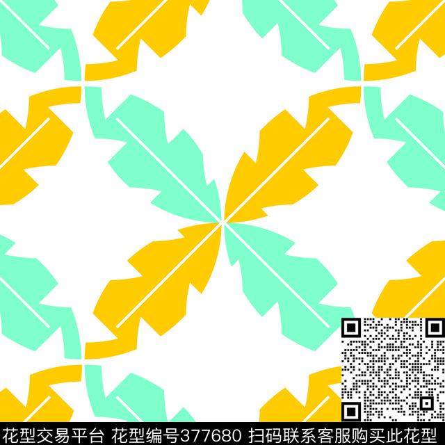 清新叶数码印花华亿平台下载（图片编号: 377680） - 瓦栏（Walan）