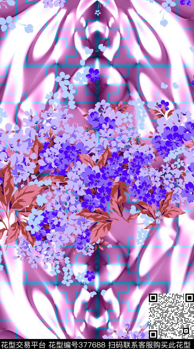 抽象花卉碎花数码印花华亿平台下载（图片编号: 377688） - 瓦栏（Walan）